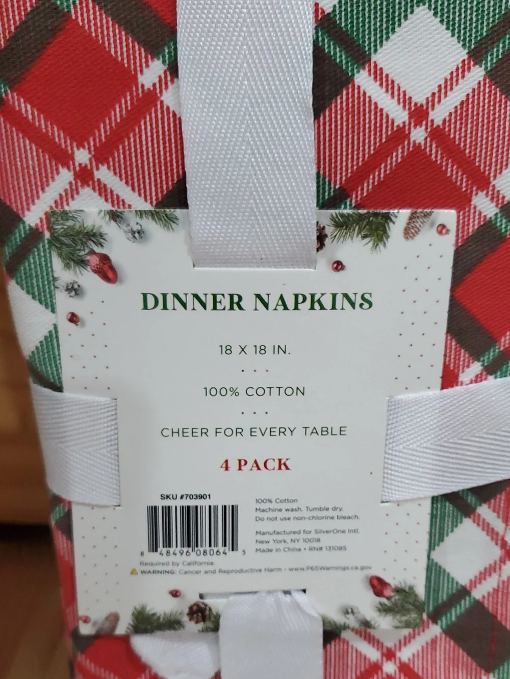 Nwt Plaid Christmas Napkins